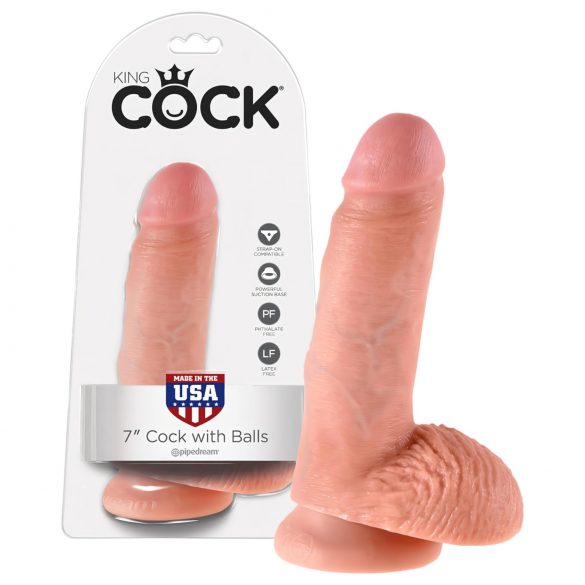 King Cock 7 varlatový dildo (18 cm) - přírodní