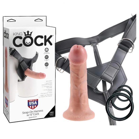 King Cock Strap-on 6 - připínací dildo - přírodní