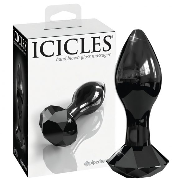 Icicles No. 78 - černý skleněný anální kuželový plug