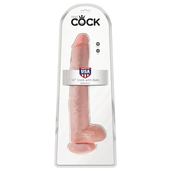 King Cock 14 velký dildo s varlaty (35cm) - přirozený