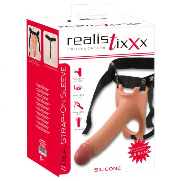 Realistixxx strap-on - realistický dutý dildo, přirozený vzhled