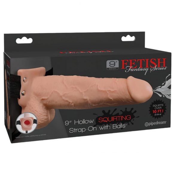 Fetish Strap-On 9 - dutý, stříkající dildo, přírodní tón