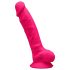 Silexd 7 - tvarovatelné dildo s přísavkou, varlata - 17,5 cm (růžová)