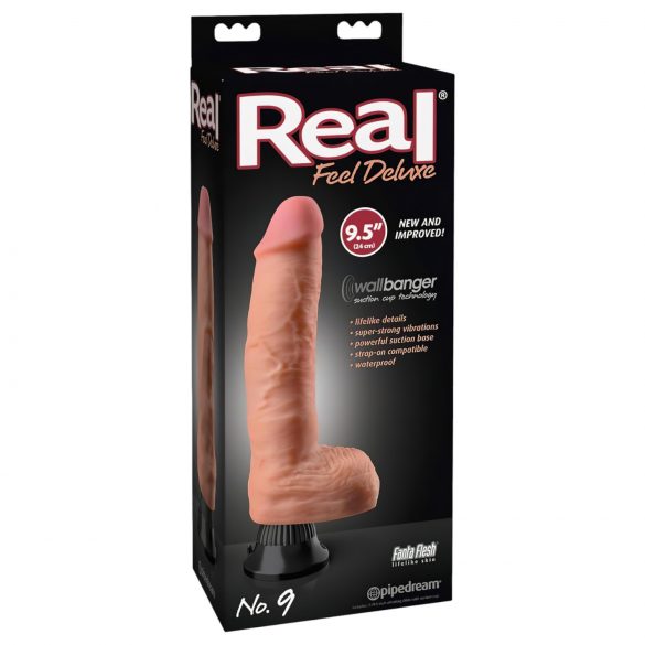 Real Feel Deluxe No.9 - realistický vibrátor s varlaty (přírodní)