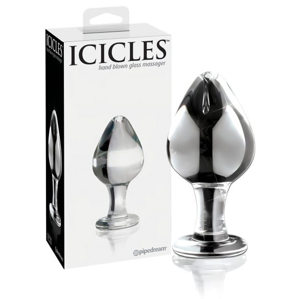 Icicles No. 25 - kuželovitý skleněný anální kolík (průhledný)