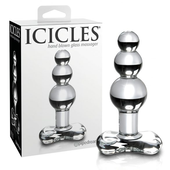 Icicles No. 47 - trojitý skleněný anální kolík (transparentní)