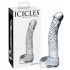 Icicles No. 61 - průhledný skleněný dildo s varlaty a penisem