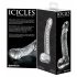 Icicles No. 61 - průhledný skleněný dildo s varlaty a penisem