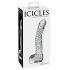 Icicles No. 61 - průhledný skleněný dildo s varlaty a penisem