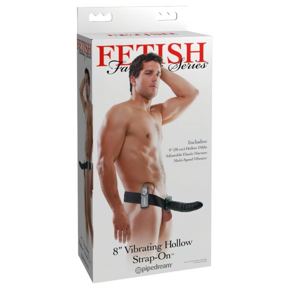 Fetish Strap-On 8 - připevnitelný dutý vibrátor (černý)