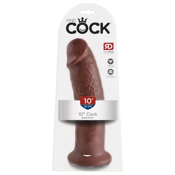 King Cock 10 - velký přísavný dildo (25 cm) - hnědý