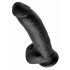 Královský Cock 9 - velký přísavkový dildo s varlaty (23cm) - černý