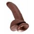 King Cock 9 - velký přísavkový dildo s varlaty (23cm) - hnědý