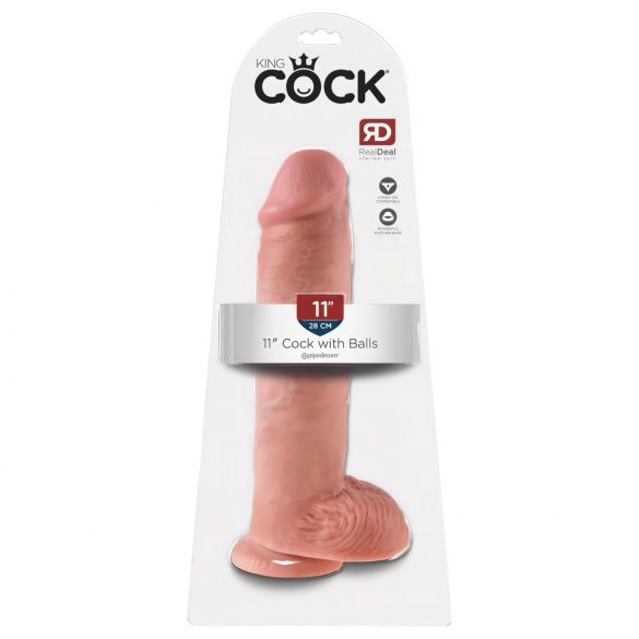 King Cock 11 - přísavkový, varlatý dildo (28cm) - tělový