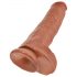 King Cock 11 - přísavný dildo s varlaty (28cm) - tmavý přírodní