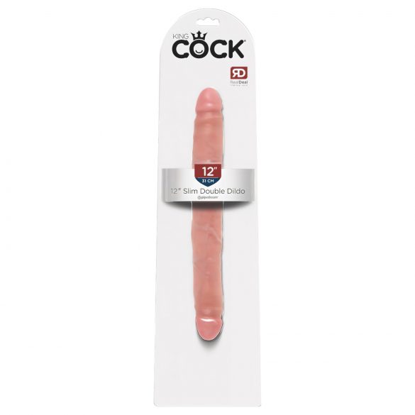 King Cock 12 Slim - realistický dvojitý dildo (31cm) - přírodní