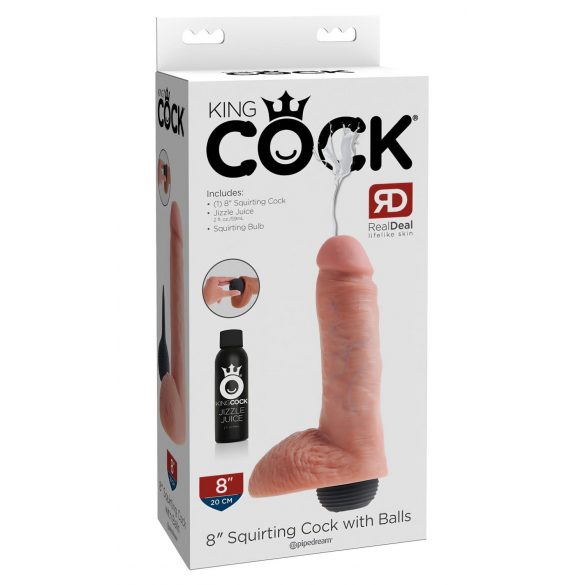 King Cock 8 - realistické stříkající dildo (20 cm) - přírodní