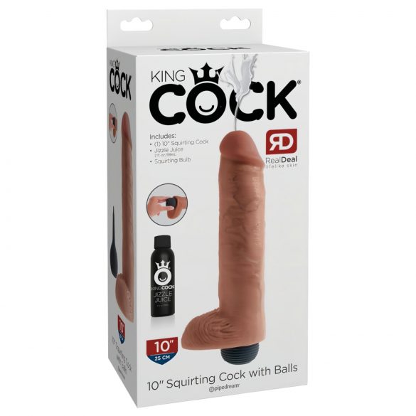 King Cock 10 - realistický stříkající dildo (25cm) - přírodní