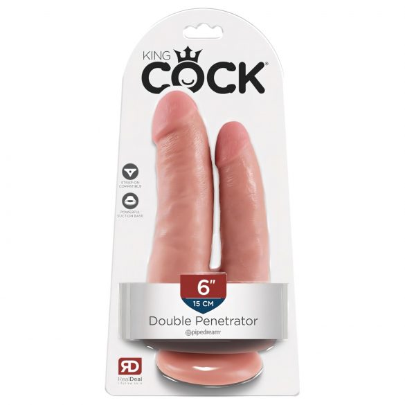 King Cock dvojitý penetrátor - realistické dildo (přírodní)