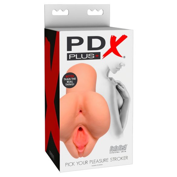 PDX Pick Your Pleasure Stroker - 2v1 realistický masturbátor (přírodní)