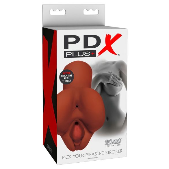 PDX Stroker - 2v1 realistický masturbátor (hnědý)