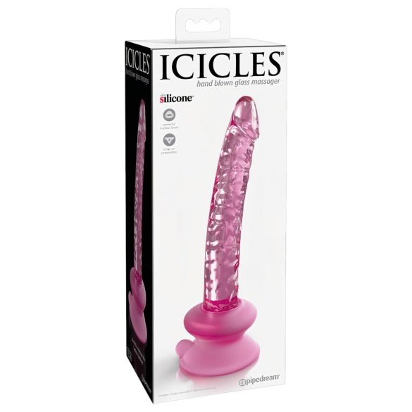 Icicles No. 86 - růžové skleněné dildo s tvarem penisu