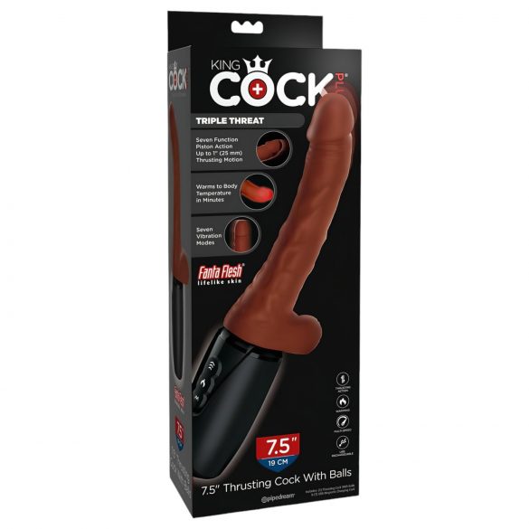 King Cock Plus 7,5 - hnědý vibrátor s varlaty