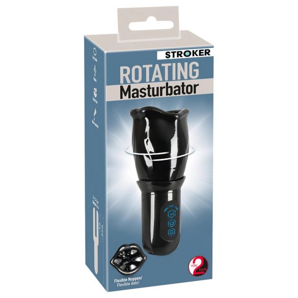 STROKER Rotující nabíjecí ústní masturbátor (černý)