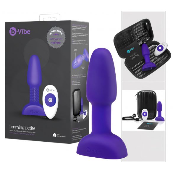 b-Vibe Rimming - rotační anální vibrátor s perlami (fialový)