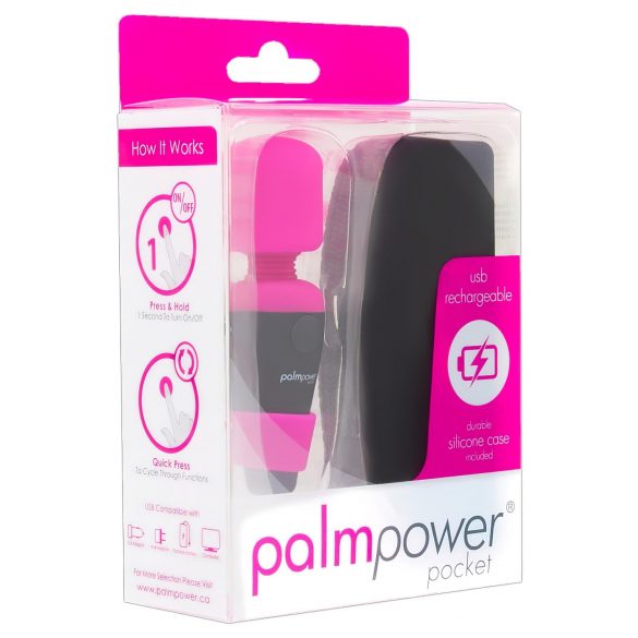 PalmPower Pocket - mini vibrační masér (růžová-černá)