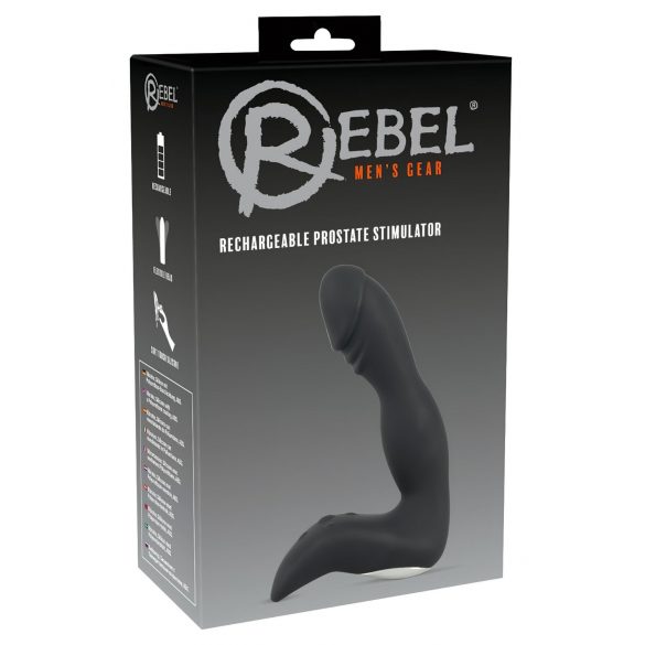 Rebel - akumulátorový prostatický vibrátor s penisem (černý)