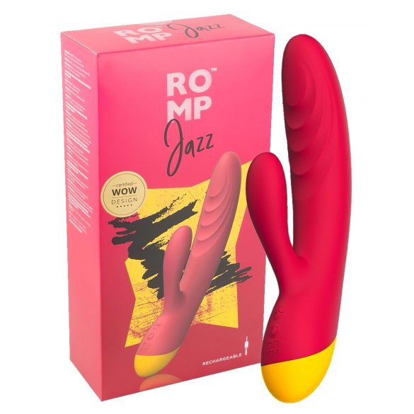 ROMP Jazz - vodotěsný G-bod vibrátor s klitorálním ramenem (růžový)