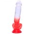 Sunfo - přísavkový dildo s varlaty - 21 cm (průhledně-červený)