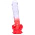 Sunfo - přísavkový dildo s varlaty - 21 cm (průhledně-červený)