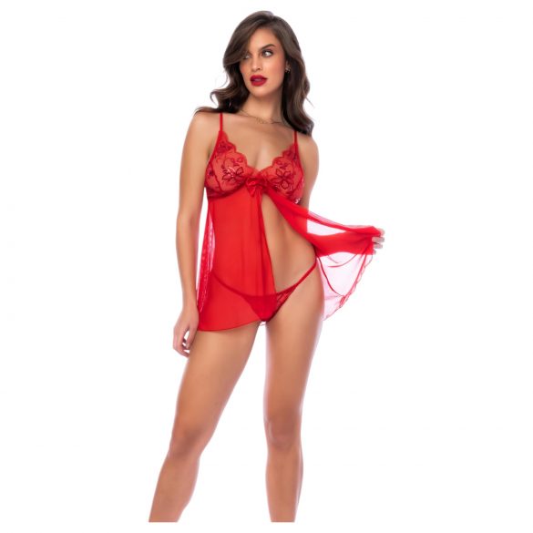 Mapalé - krajkový babydoll a tanga (červená) - L/XL