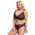 Cottelli Curves Plus Size - průsvitná vzorovaná souprava podprsenky (fialová)