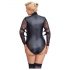 Cottelli Bondage Plus Size - krajkové body s rukávy (černé) - 2XL