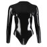 LATEX - dámské body s dlouhým rukávem (černé) - 2XL