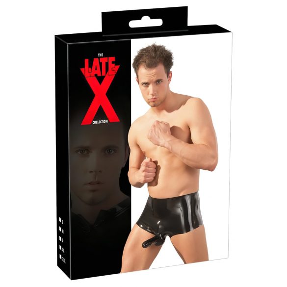 LATEX - boxer s penisovým návlekem (černý)