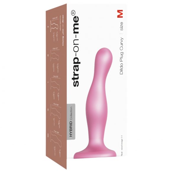 Strap-on-me Curvy M - růžové vlnité dildo s přísavkou