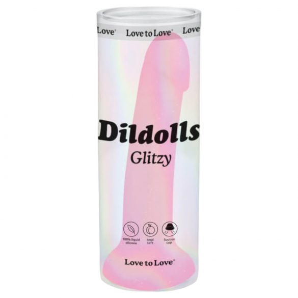 Dildolls Glitzy - přísavkový silikonový dildo (růžové)