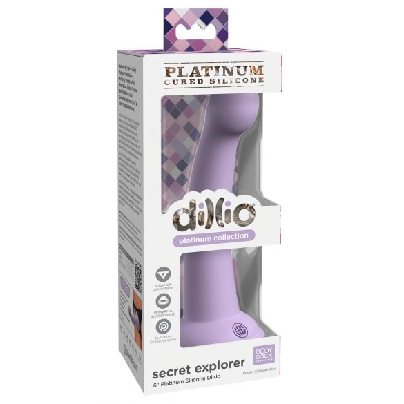 Průzkumník Tajemství Dillio - přísavkový penisový dildo (17cm) - fialový