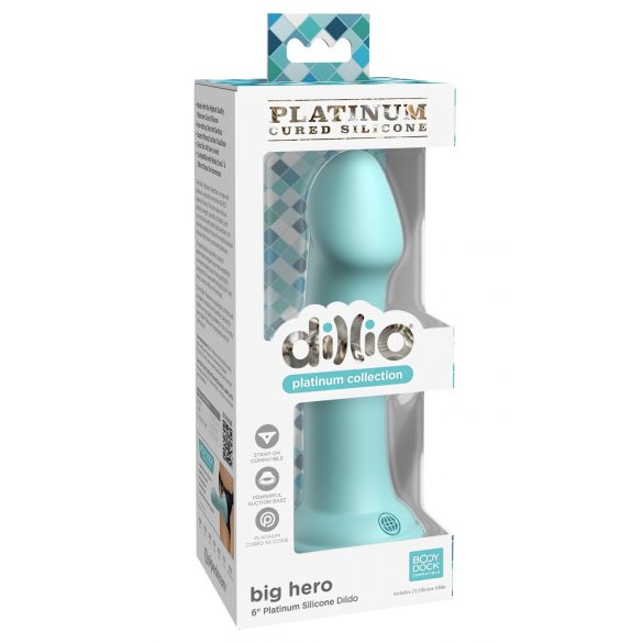 Dillio Velký Hrdina - přísavkový dildo (17 cm) - tyrkysový