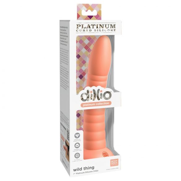 Dillio Wild Thing - žebrovaný dildo (19cm) - oranžový