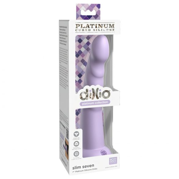 Dillio Slim Seven - přísavkový stimulující dildo (20 cm) - fialový