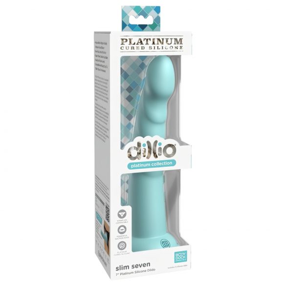 Dillio Slim Seven - stimulační dildo s přísavkou (20 cm) - tyrkysové