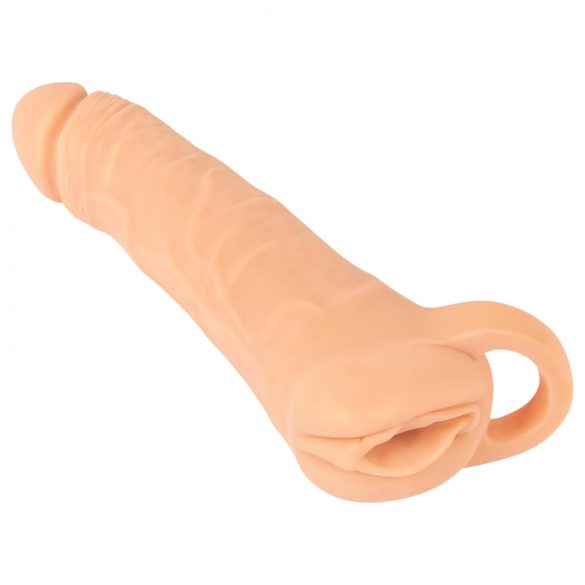 Přírodní kůže - 2v1 umělá vagina a návlek - 23 cm (přírodní)