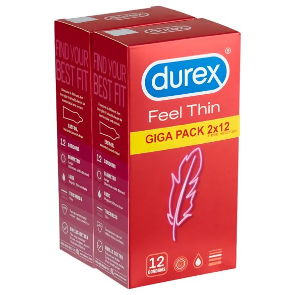 Durex Feel Thin - tenčí pocit, realistické kondomy (2x12 ks)