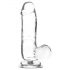 Addiction Crystal - transparentní dildo s varlaty - 15 cm