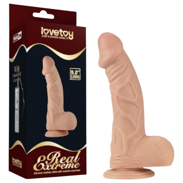 Lovetoy Real Extreme - Přísavkový, realistický penis s varlaty - 23cm (přírodní)